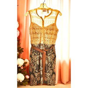 Beguile by Byron Lars Sleeveless Lace Bodice Belted Dress 4P Elegant